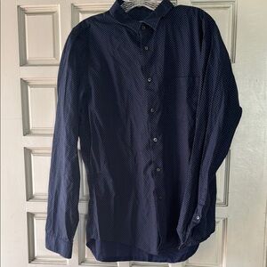 Uniqlo Dark Blue Polka Dot Shirt size large